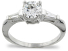 1.10 Carat Round Baguette Diamond Engagement Ring