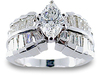 2.34 Carat Marquise Baguette Diamond Engagement Ring