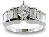 2.35 Carat Marquise Baguette Diamond Engagement Ring