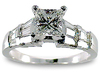 2.05 Carat Princess Baguette Diamond Engagement Ring
